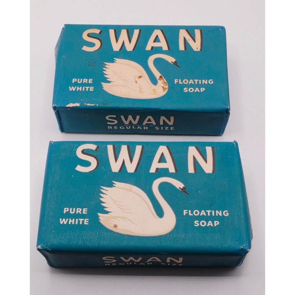 Vintage Swan Pure White Floating Soap Bars Lever Brothers Set of 2 Regular Size